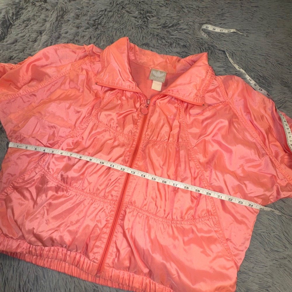 Adidas Track Jacket Women's Large Coral Pink Windbreaker Full Zip Vintage 80s - Picture 4 of 12